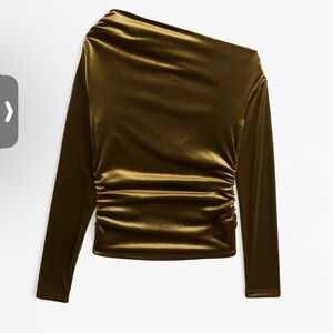 Abercrombie & Fitch Elegant Olive Green Velvet Women's Top